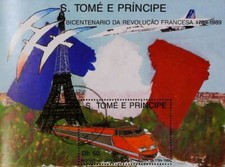 Sao Tome & Principe 1989 Sc. 855 French Revolution Eiffel Tower TGV Train 14240