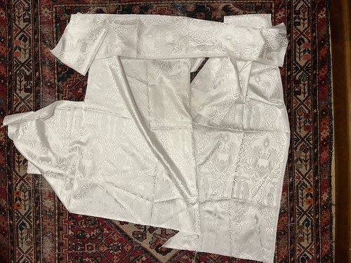 Tessuto damascato bianco con - damascato,