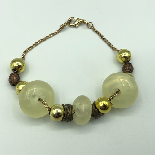 Bracciale perle verdi catena - perle,