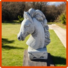 Statua da per giardino esterno interno in cemento pietra testa di cavallo H36