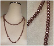 Collana PERLE unico filo LUNGA 130 cm❗️perline 8mm color ROSA ANTICO❗️