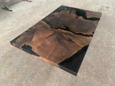 Tavolo in noce scuro epossidico fumè scuro, tavolo sala da pranzo noce scuro naturale