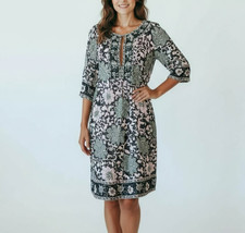 Abito a tubino Calypso St Barth tunica taglia XS nero rosa oro lamina bohemien resort