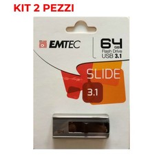 KIT 2 PEZZI – EMTEC SLIDE 64GB USB 3.1 – Chiavetta Flash Drive – Nuove