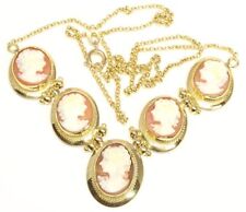 ♦ Collana in oro 750 18 kt da donna collier cammeo gemma catena in oro giallo