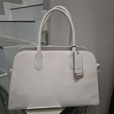 Borsa da bowling Margot New York in vera pelle bianca nuova con etichetta