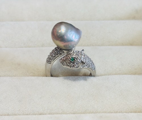 Anello testa pantera grigio - anello,