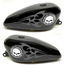 Adesivi serbatoio moto custom Skull Flame compatibili per Harley Davidson Sport