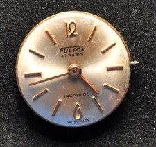 Movimento Orologio Fulton 17 rubis incabloc vintage non funzionante 