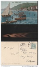 1171) ALASSIO SPIAGGIA PANORAMA DAL MARE BARCHE A VELA CANOA kajak VIAGGIATA 191