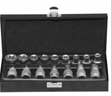 SET 16 PEZZI CHIAVI A BUSSOLA TORX MASCHIO FEMMINA T30 T70  E10-24 IMPRONTA 1/2