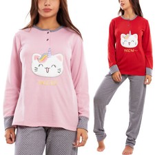 Set pigiama donna maglia pantaloni felpato gatto unicorno TOOCOOL BE-2773