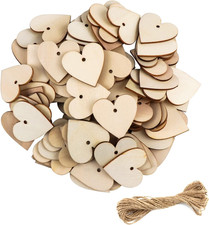 100 Pezzi Cuori in Legno 40 Mm