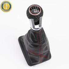 Pomello Leva del Cambio per VW Golf 7 VII 6 Marce Nero Pelle LHD con Cuffia