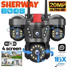 Telecamera WiFi sicurezza domestica 5MP 4 obiettivi esterno 10K wireless 4 schermi 16X zoom PTZ