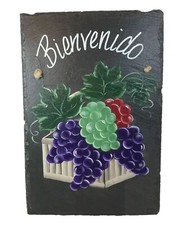 The Gift Horse Handpainted Black Slate Sign Bienvenido Crated Grapes