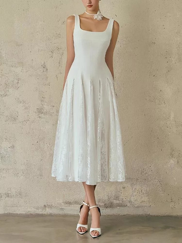 Abito bianco midi elegante - abito, con