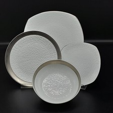 Raynaud Limoges"Minéral Platinum" Design Thierry Cheyrou Set 4 pieces New