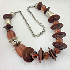 Collana legno e metallo con