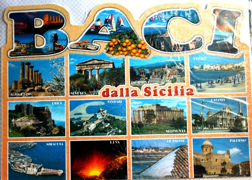 Cartolina baci dalla sicilia - cartolina.,