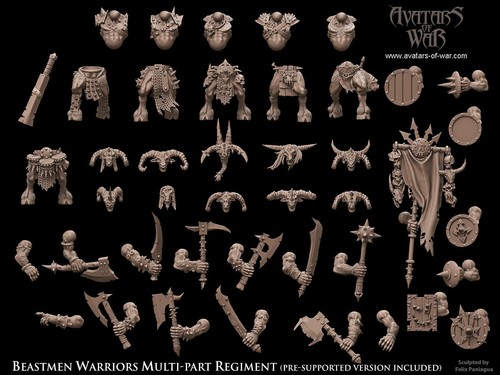 Miniature beastfolk warriors - miniature,
