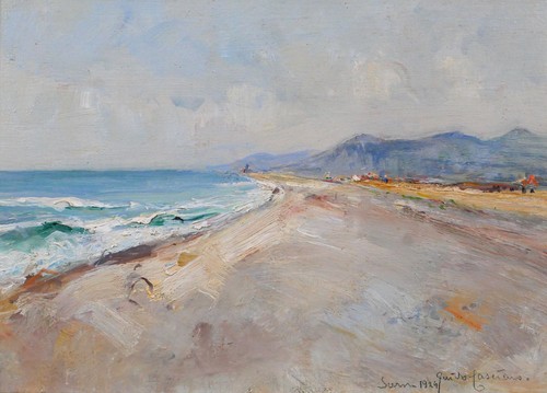 Tableau ancien paysage - paysage, mer