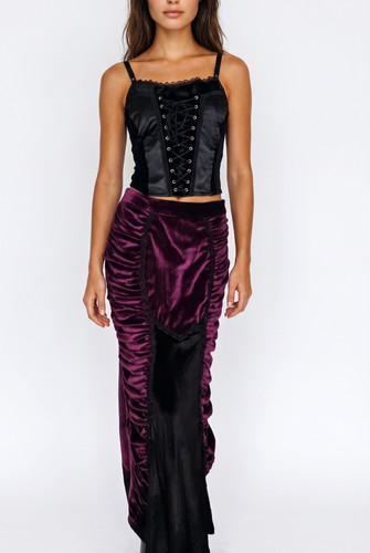 Maxi gonna arricciata velluto - ,