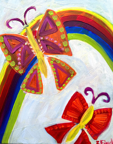 Quadro farfalla arcobaleno - e,