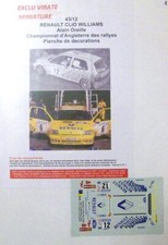 RENAULT CLIO WILLIAMS MANX RALLYE 1995 ALAIN OREILLE  DECALS AU 1/43