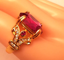 MAGNIFICO ANELLO ART-DECO' cm.2ca. RUBINO,BRILLANTI,ORO GIALLO/ARGENTO,PREGIATO!