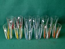 SET 12 BICCHIERI IN VETRO TRASPARENTE CON DECORI COLORATI MADE IN ITALY SF. BM51