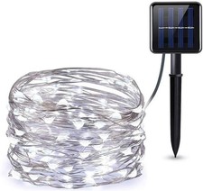 Luci di Natale Led Con Pannello Solare Luce Fredda Decorazioni Natalizie 10M