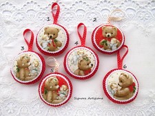 Decorazioni Addobbi Natalizi Orsacchiotti in tessuto e feltro. Misura 10cm.