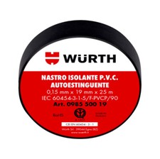 Nastro Isolante Nero Alta Qualità 19x25 Stock 100pz - WÜRTH 098550019