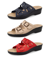 Fly Flot 63008NE Ciabatte Donna Doppia Fibbia Tomaia Pelle Anti Shock ANATOMICO