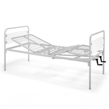 Letto da Degenza Ospedaliera A5132 a 2 Manovelle Piano Rete in Acciaio - Bianco