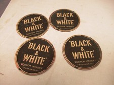 Vintage Black & White Scotch Whisky Pubblicità Servizio Sottobicchieri Buchanan