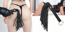 Frusta a frange nera squash whip black bdsm bondage fetish sexy shop In ecopelle