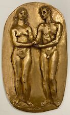 MESSINA FRANCESCO ADAMO ED EVA BASSORILIEVO IN BRONZO DORATO OPERA UNICA LORIOLI