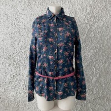 CAMICIA FLOREALE CON CINTURA JEANS DENIM FUCSIA FIORI SEXY SLIM BOTTONI