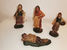 STATUINE PRESEPE VINTAGE IN PASTA CONFALONIERI Serie Rossa' Set 4 Personaggi 