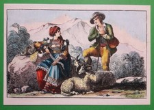 TERAMO, DONNA E PASTORE IN COSTUME TIPICO, cartolina pubblicitaria,n/c,anno 2001