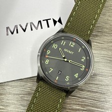 NUOVO✅ OROLOGIO UOMO MVMT FIELD 41 MM QUADRANTE GRIGIO NUMERO CINTURINO TESSUTO VERDE OLIVA
