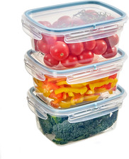 - Set 3 Contenitori per Alimenti 1,2L Trasparenti, Coperchio Salva Freschezza Co