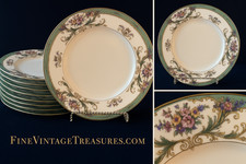 Black Knight Bavaria Hathaway Dinner Plates 10 ⅜" Lot of 12 Green & Gold