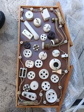 Quadro Interruttore Prese Spine Applico Vintage In Ceramica Bachelite Rame 