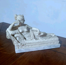Paolina Borghese G. Carusi signed marmo scultura Canova 27 cm