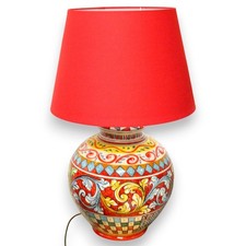 Lume a Palla, ceramica Caltagirone, h 65 x 40 cm ca. Decoro Carretto Siciliano e