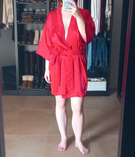 Vestaglia kimono raso rosso - kimono,