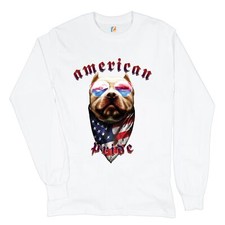 T-shirt manica lunga American Pride Pit Bull bandana bandiera americana amante dei cani patriottici